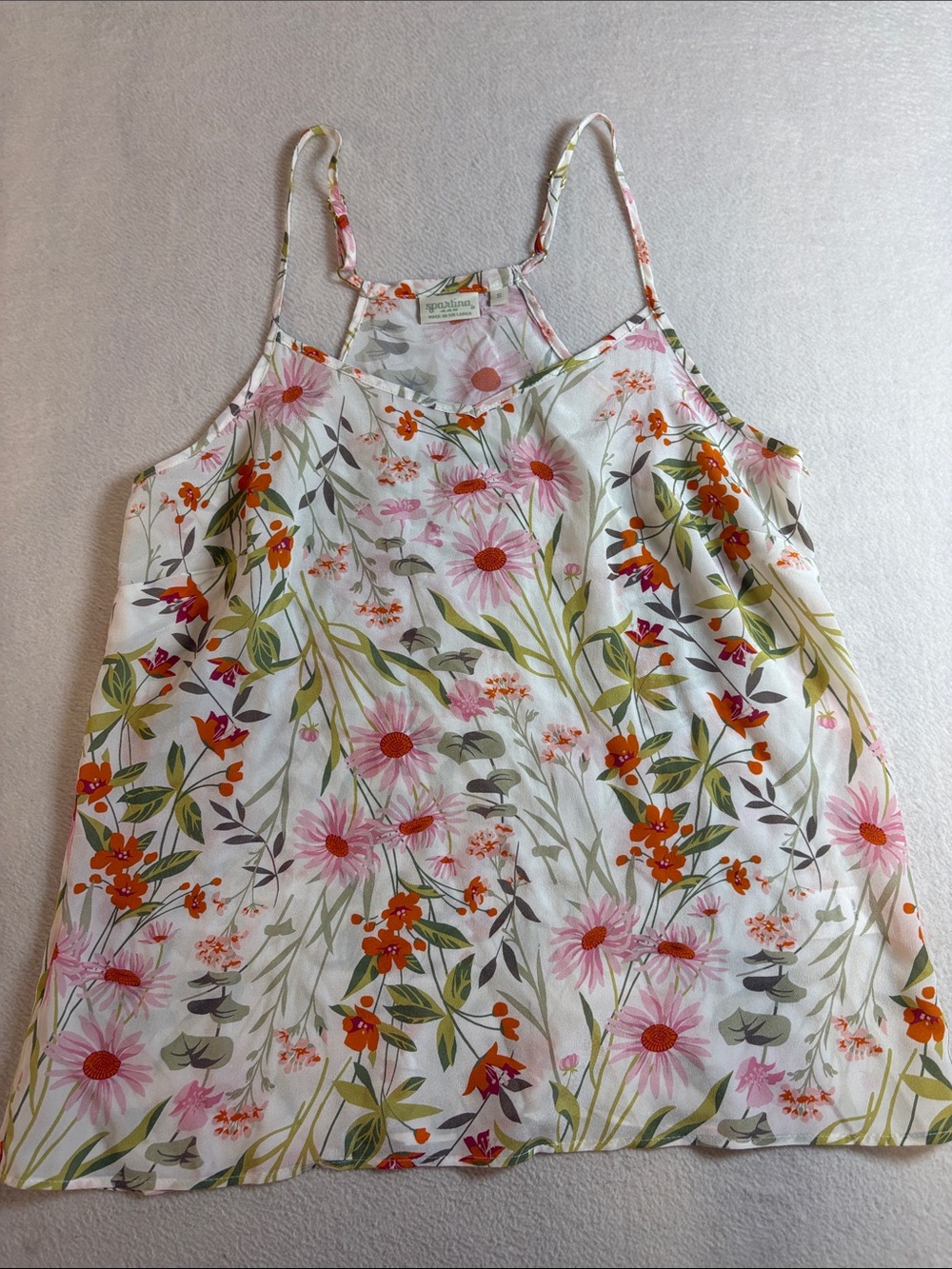 Spartina 449 Floral Camisole in Pink, Orange & Green